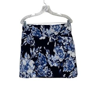 S.C.&.CO Skort Womens Medium Blue White Floral Pull On Tummy Control Tennis Golf